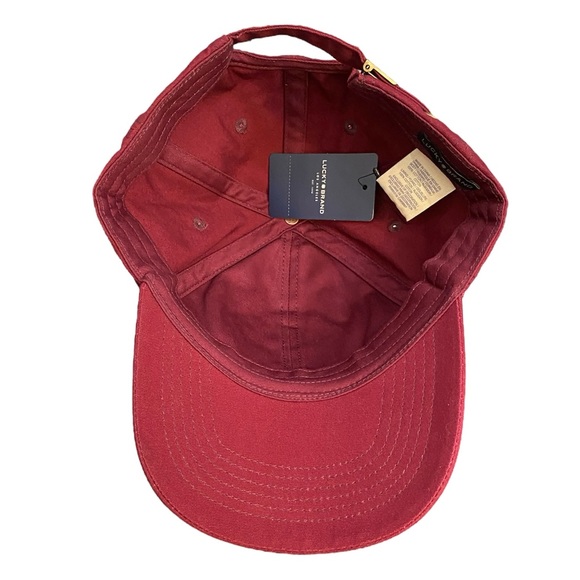 Lucky Brand Baseball Cap Logo Hat Burgundy Maroon Unisex - Picture 5 of 6